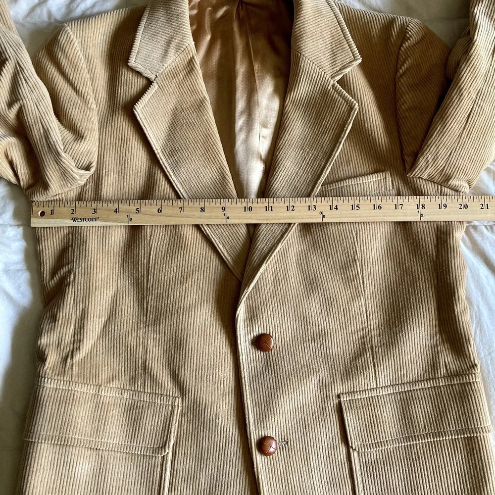 Winston Hill Corduroy Sport Coat Mens 40 Patch Elbow Leather Button Tan Academia